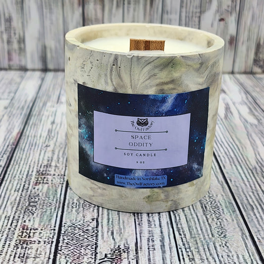Space Oddity 9oz Soy Candle in concrete jar